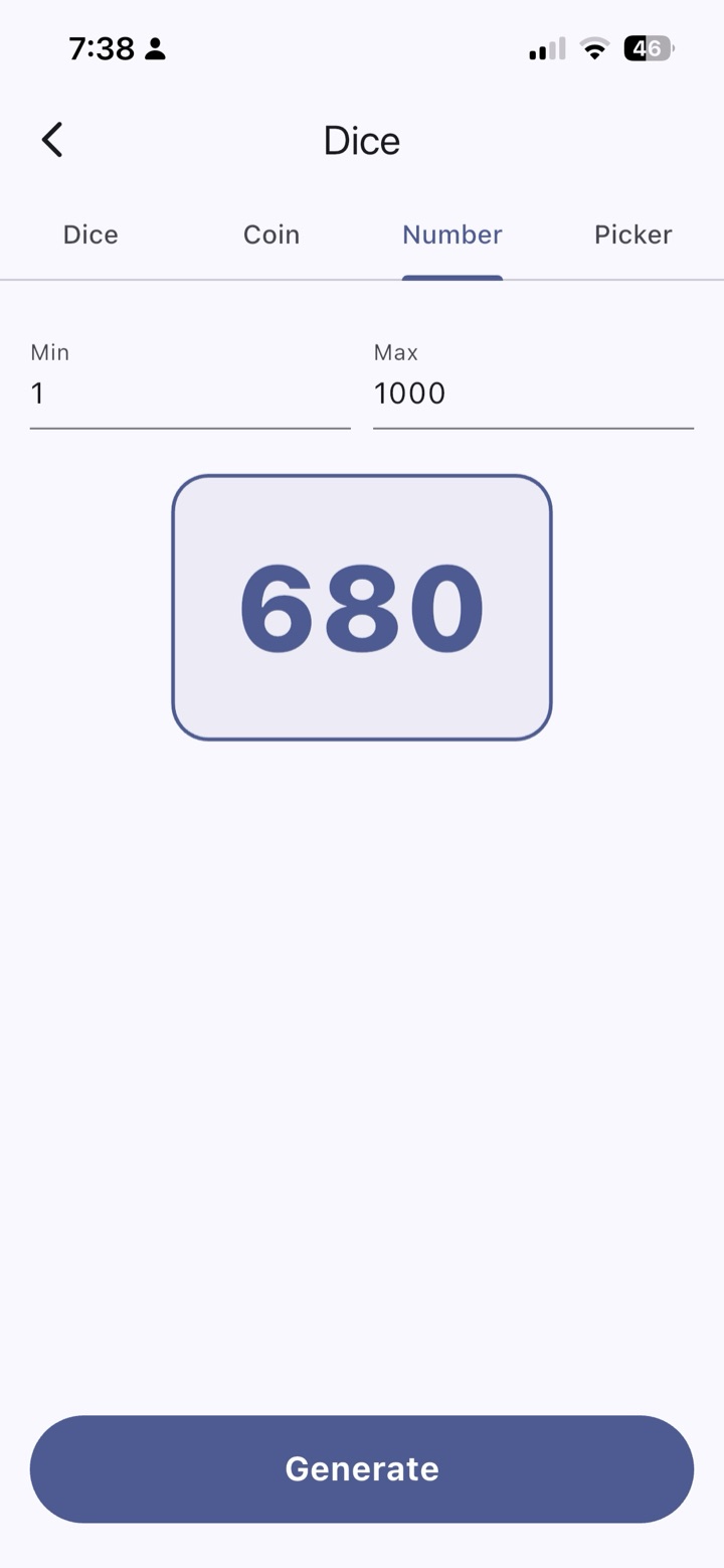 Random number between any range you set.