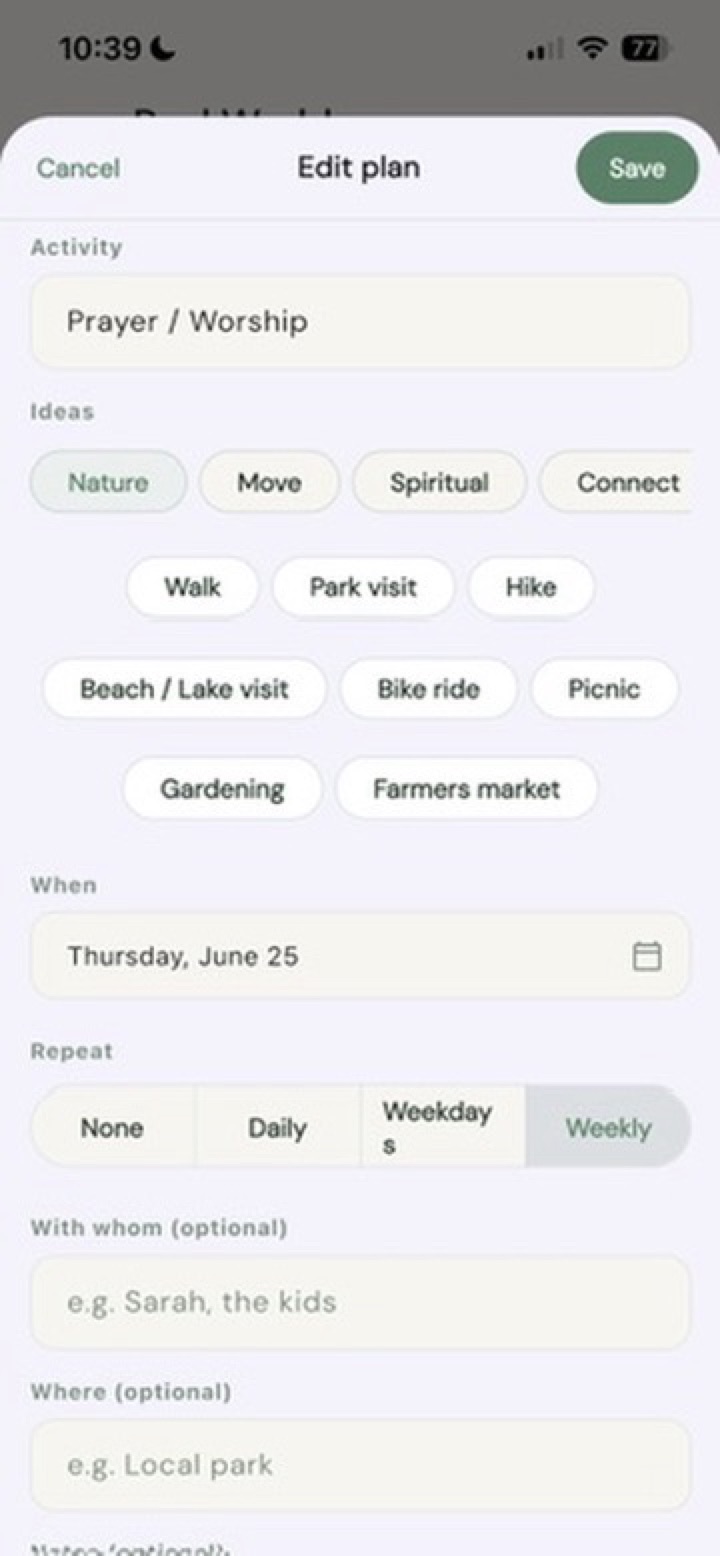 Twenty-six built-in ideas. Pick one, set a day, tell the person if you want.